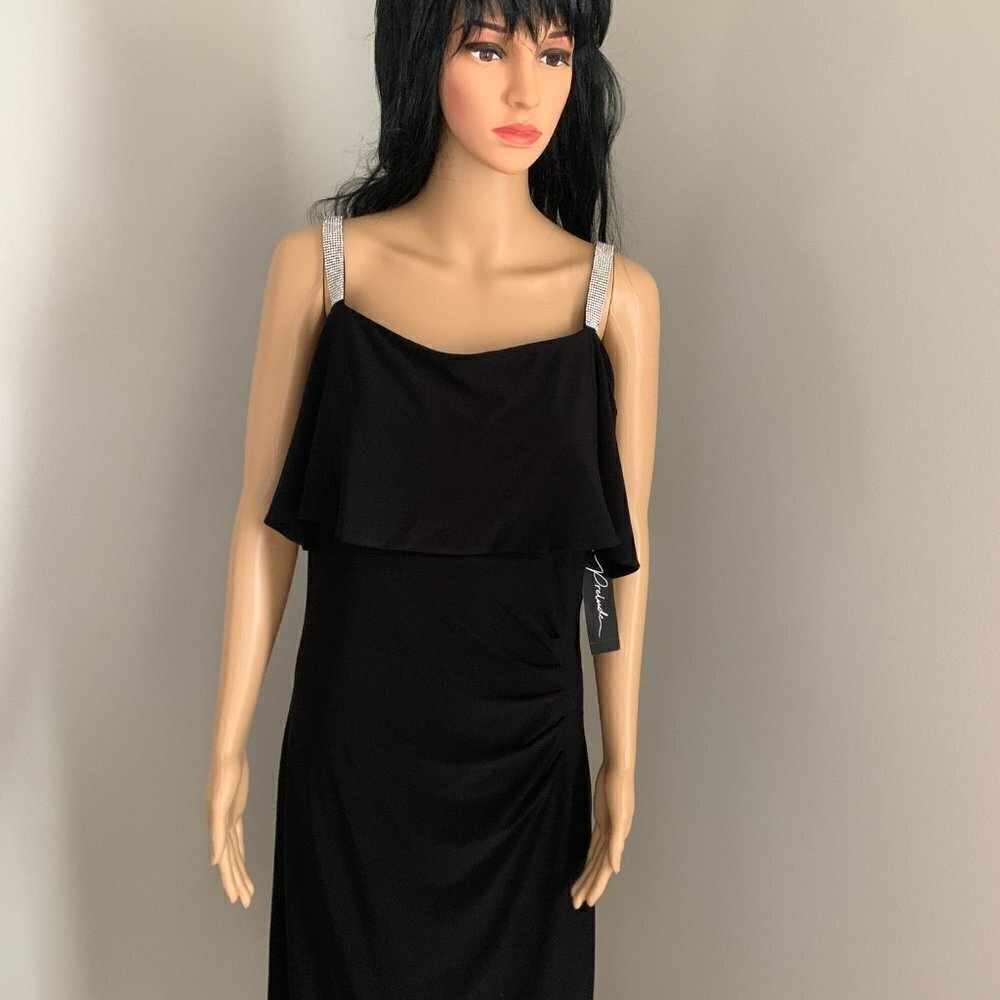 Prelude Black Strapeless Knee Lenght Body Form Dress Size Large NWT